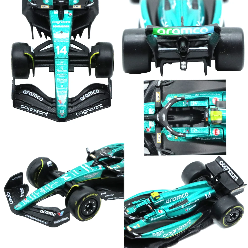 1/43 Bburago 2023 Aston Martin Aramco Team Diecast Race Car with Rubber Tires
