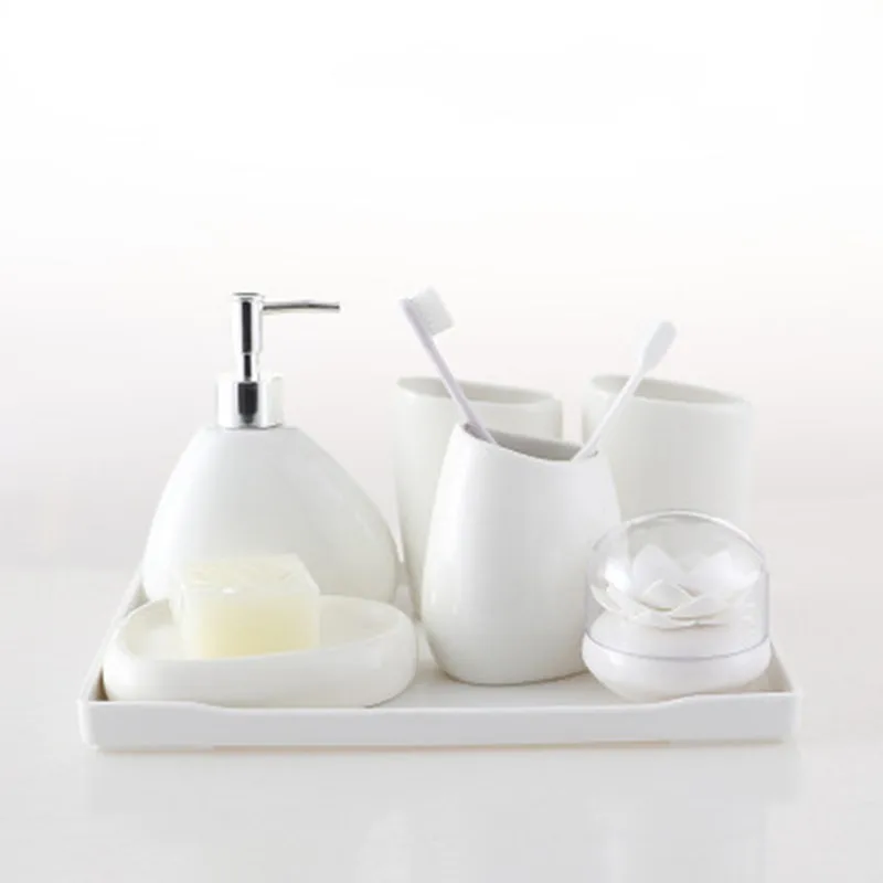 Pure White Ceramic Bathroom Kit Bathroom Accessories Set Japanese