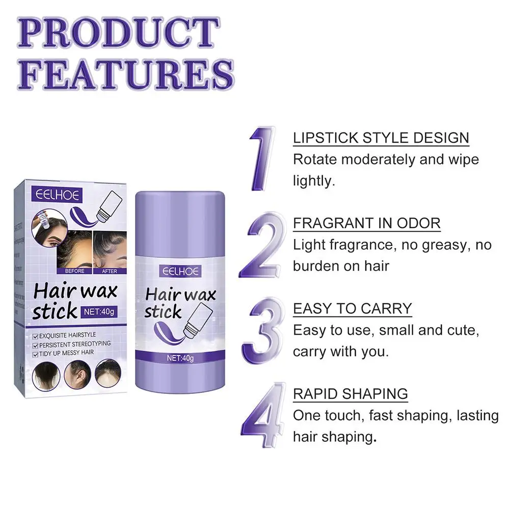 Description Picture 3 of itemHair Wax Stick Prevent Frizz Arrange Loose Smooth Styling Long-lasting Bar Wax Hair Women Non Styling Natural Greasy Men J7A9