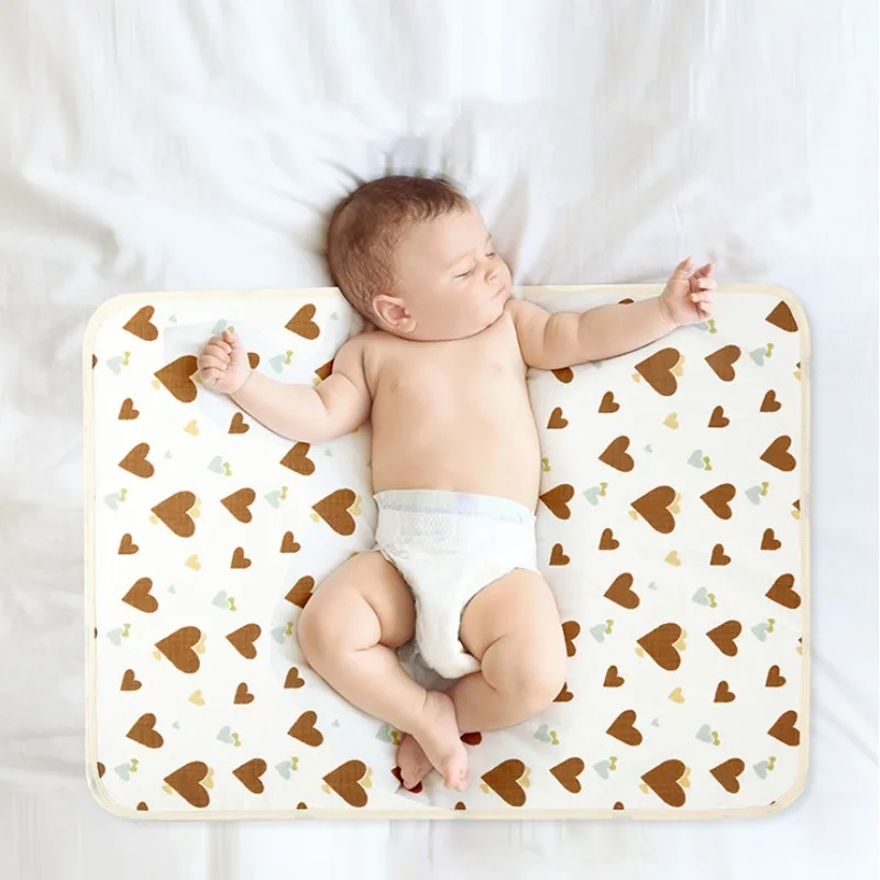 Baby Anti-leak Urine Pad Infant Breathable Skin Mattress Newborn Large Size Waterproof Cartoon Love Shaped Protective Mat