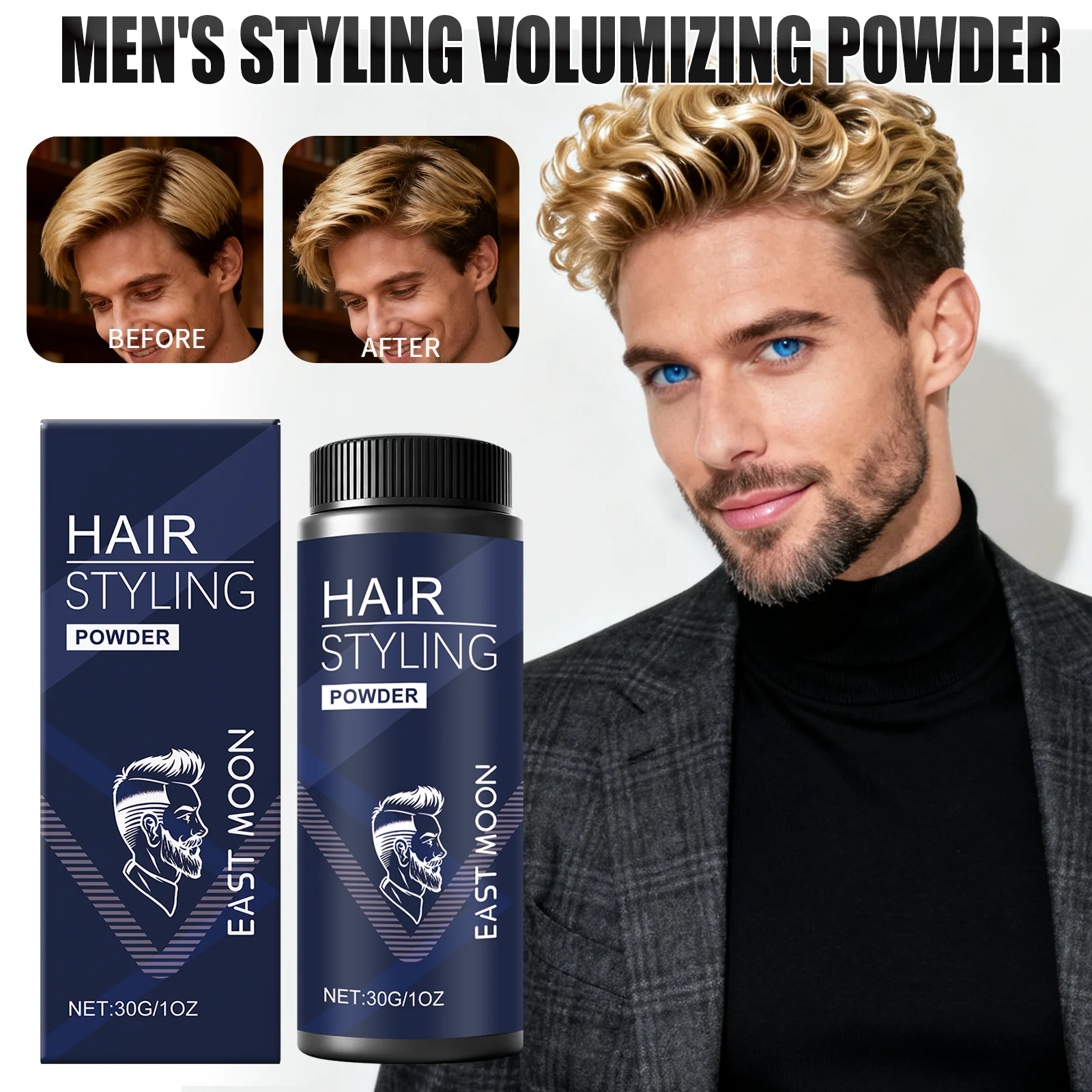 Men Hair Volumizing Powder Instant Volume Boost Dry Shampoo For Oily Hair Scalp Care Oil Absorbing Mattifying No Residue