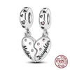 925 Sterling Silver Heart Shaped Warm Family MOM Charm Beads Fit  Original Bracelets Fine DIY Mother's Day Jewelry Gifts 5