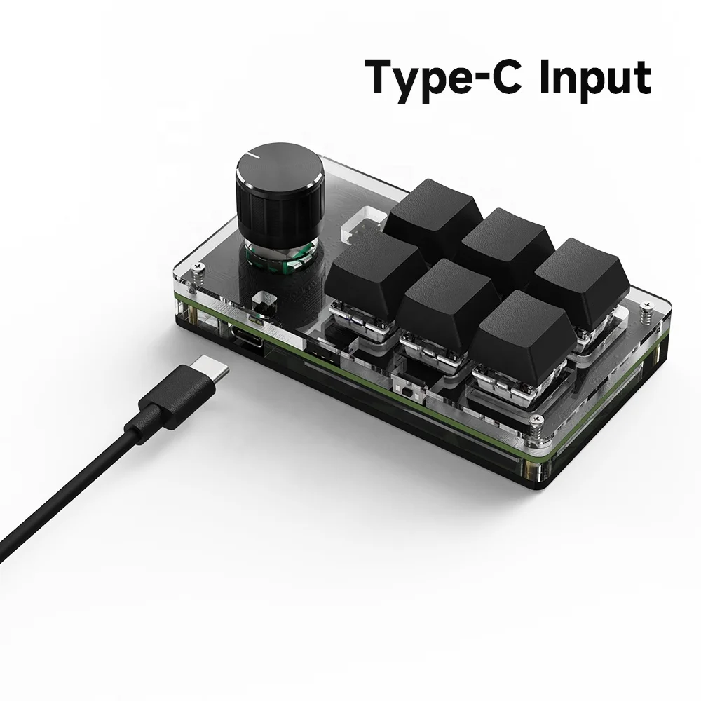 Programming Macro Knob Mechanical Keyboard with RGB Light Gaming Keyboard Mini Button PS Hotswap Macropad
