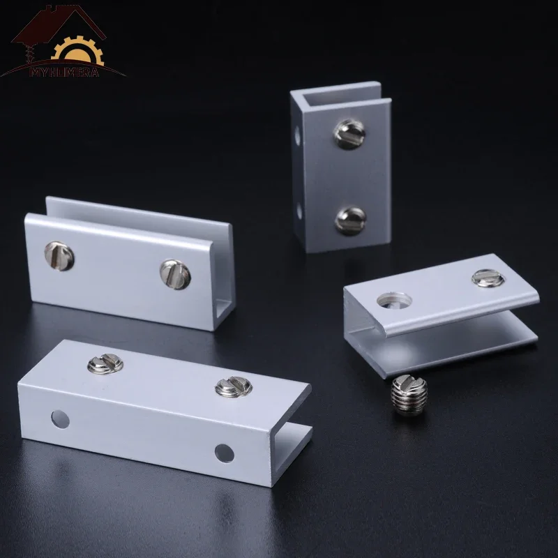 16 Pieces Glass Shelf Clamp Holder Glass Fasteners Glass Clamps for 10/14/16/18/20mm Thick Glass Clips Shelf Ceramic Tile Holder Corner Bracket Aluminum 10 Sizes
