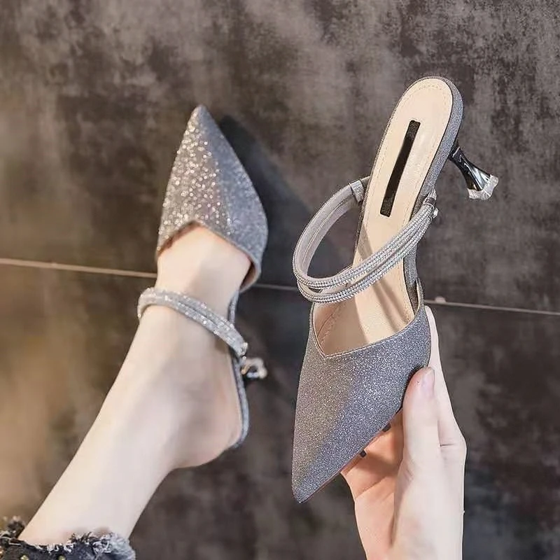 صنادل نسائية أنيقة بكعب رفيع، قابلة للارتداء في اتجاهين، بكعب مربع 4