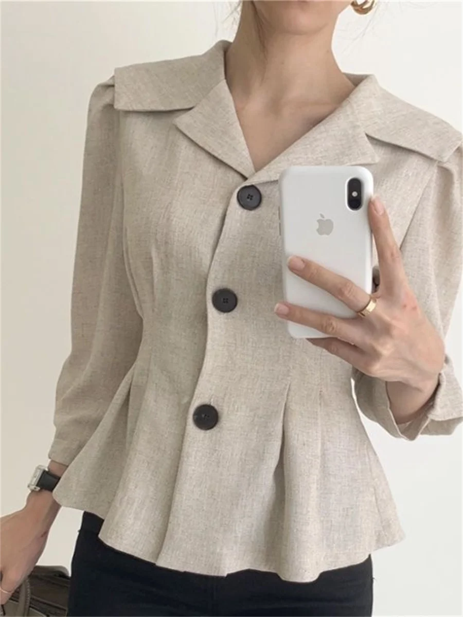 

Женская Повседневная блуза с английским воротником на весну и осень, модель DF4705