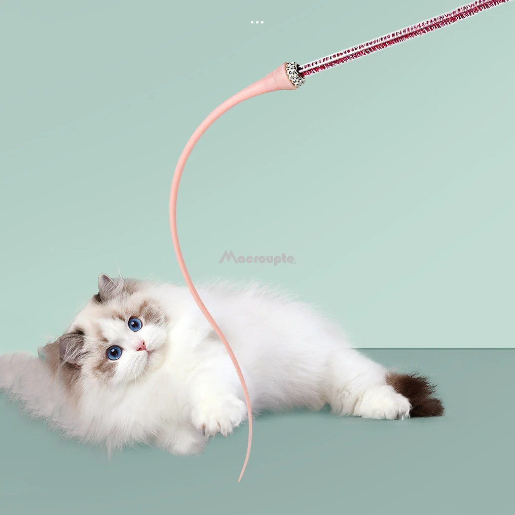 실리콘 고양이 장난감 시뮬레이션 마우스 테일, 고양이 티저, 고양이 사냥 놀이 시간 액세서리, 교체 꼬리 포함
