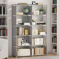 Double Row Bookshelf Multi-layer ，Wardrobe Debris Rack Easy Assembly Bookcase Multi-layer High-capacity Furniture Book Shelves 1