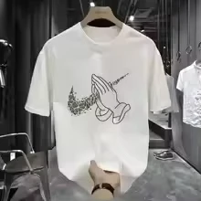 Men's Trendy Short-sleeved T-shirt with Eye-catching Letter Prints and A Slim Fit Highlights The Figure. Casual Yet Fashionable
