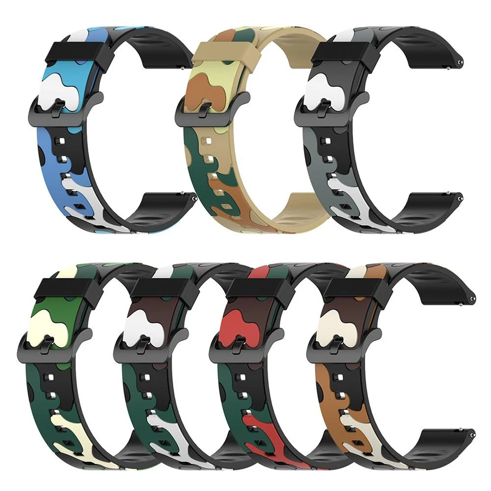 20mm 22mm Camouflage Silicone Strap For Huami Amazfit GTR 47mm GTR 4/3/2 Smart Watch Band for Amazfit Bip GTS