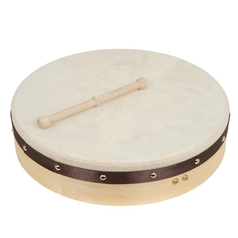 

Музыкальная обучающая Tamborine круглая ударная барабанная головка из овчины деревянная диаметром