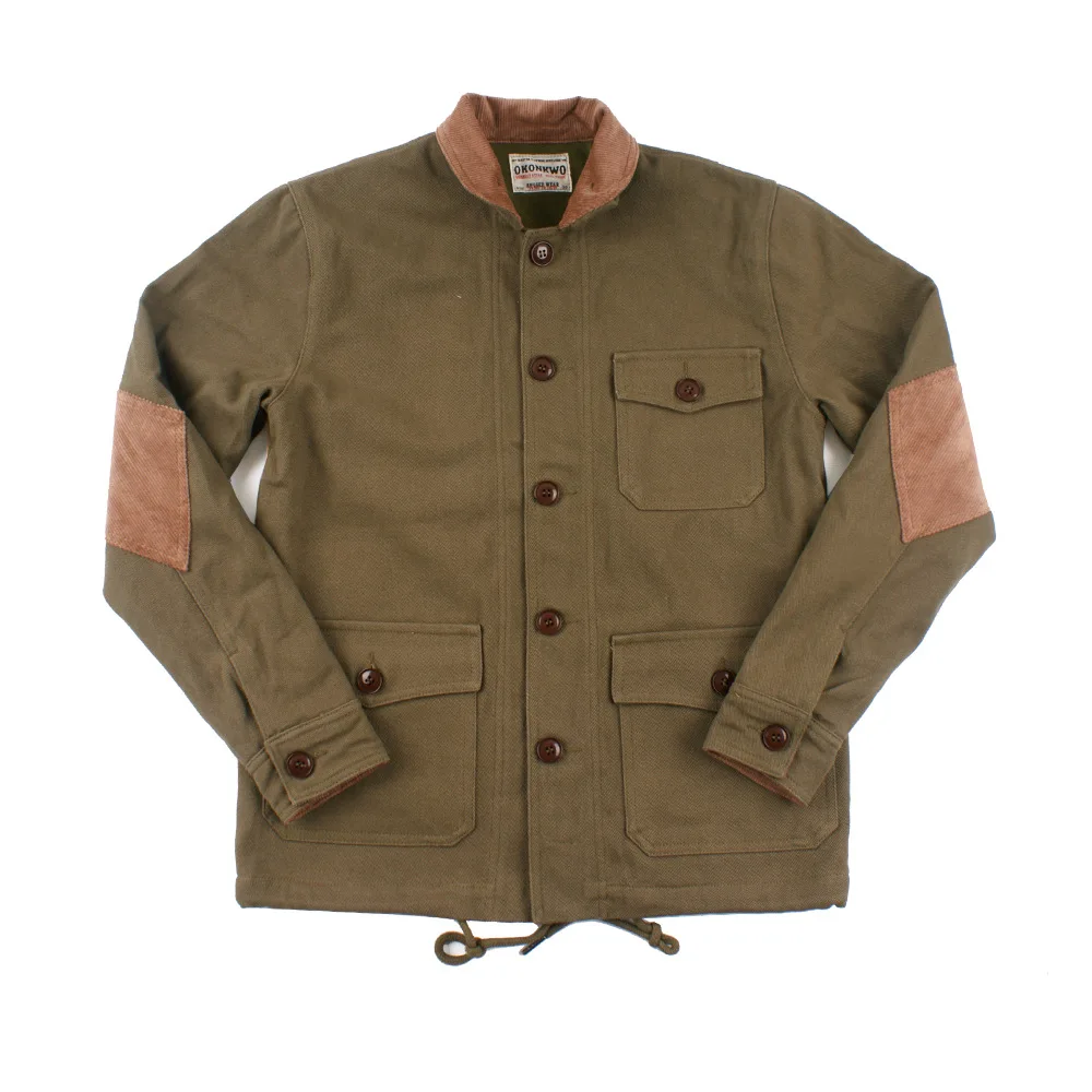 

Autumn Winter Retro Men's Fleece Thicken Jackets Multi-pocket Corduroy Patch Cargo Coat Stand-up Collar Military Jackets