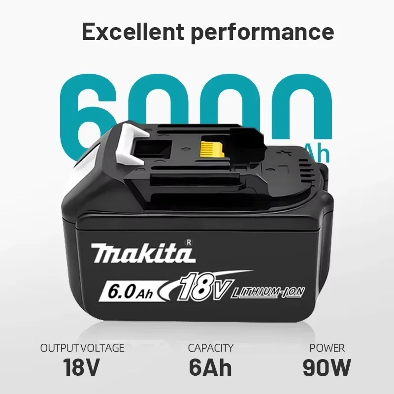 Original Makita18V 6000mAh 6.0AHrechargeable power tool battery,replace lithium-ion LXT BL1860B BL1860 BL1850makita packaging18V 5