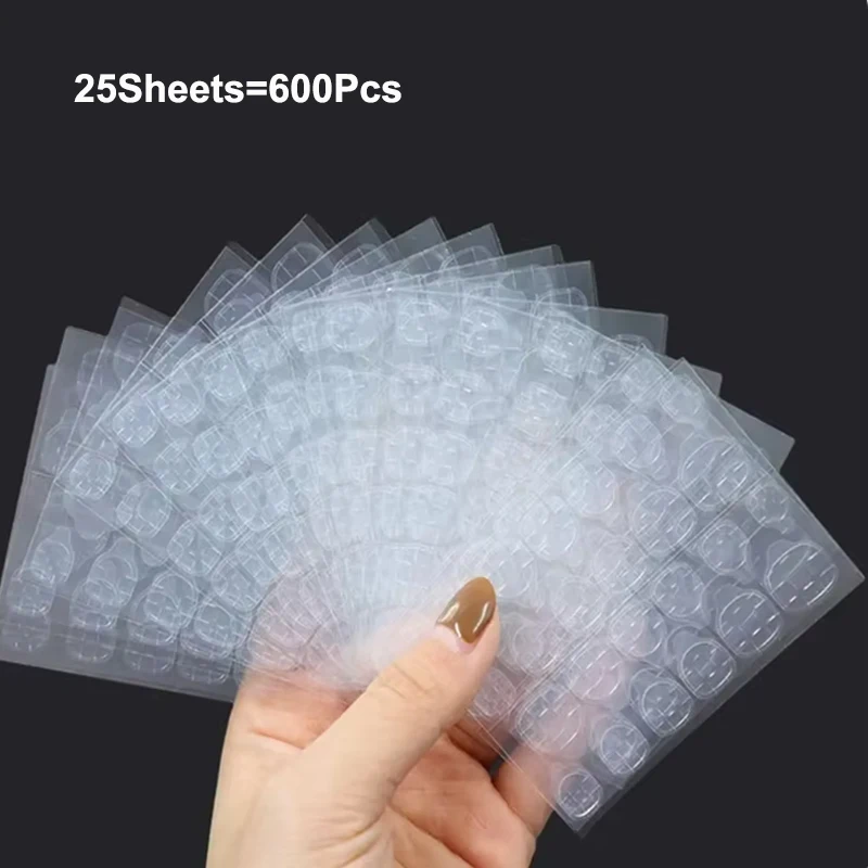 600Pcs Double Sided Glue Nail Sticker Adhesive Tabs Waterproof Breathable Fake Nail Glue Sticker Jelly False Nails Tips nail stickers nail art tools nail glue tape
