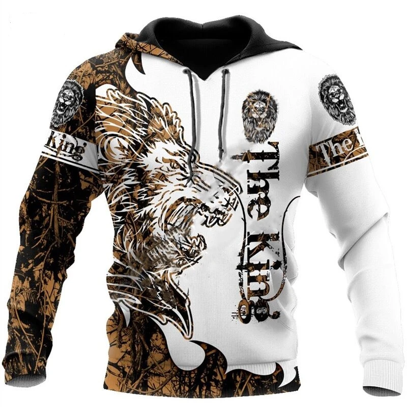 thumbnail image 1 of Sudadera con capucha de moda de otoño con diseño de león y lobo, piel de tigre blanco, estampado 3D por todas partes, para hombre, sudadera unisex con cremallera, chaqueta informal, 1 of 5