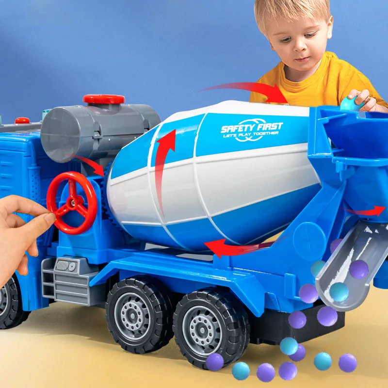 Large Simulation Engineering Mixer Truck Model Inertia Transporter Concrete Cement Truck Light Music Children Toys Gift 3