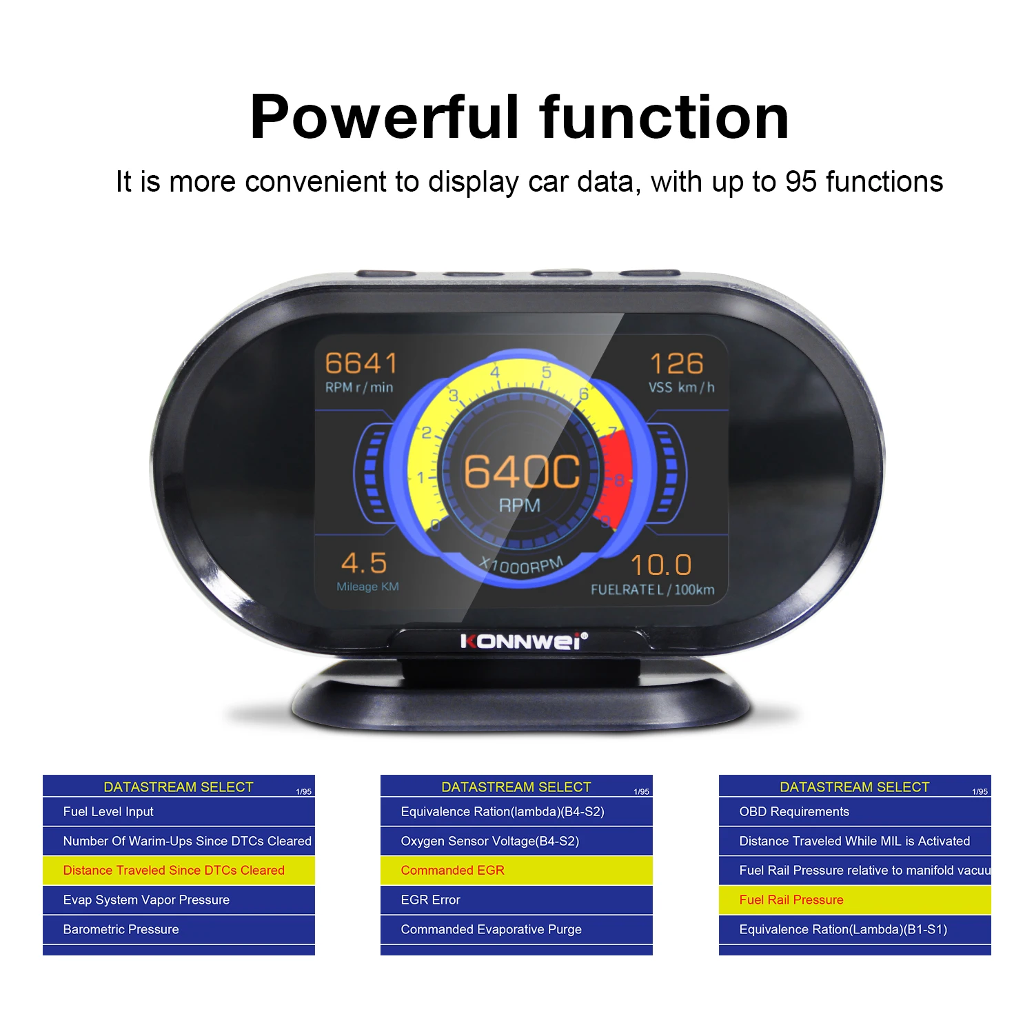 KONNWEI Car OBD2 HUD KW206, Digital Instrument Computer with Intelligent Speedometer Water Temperature and Fuel Pressure Tester 2026 - Image 5