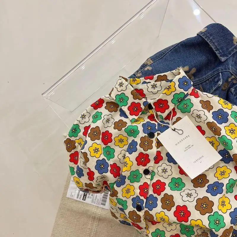 Spring Autumn Girls Boys Fashion Pring Flower Long Sleeve Blouse