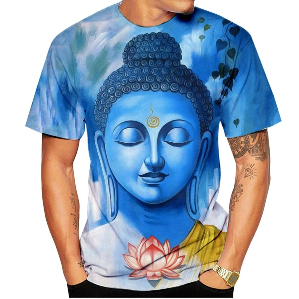 New Buddha Lord 3D Print T-shirt Buddhist Fashion Men O-Neck Short