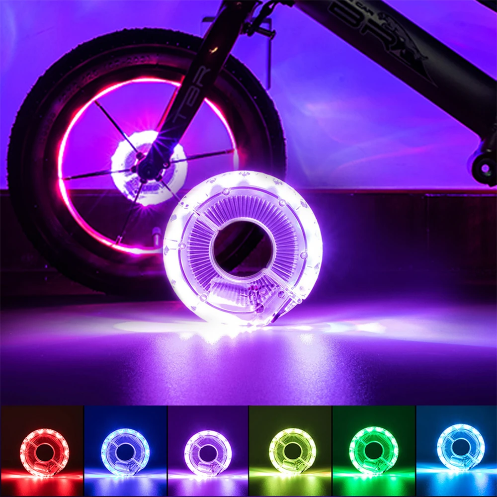 LEDRechargeableBikeWheelHubLightsWaterproofUSBRGBColorful