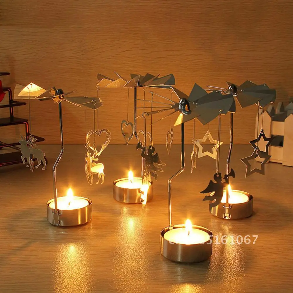 

Christmas Elk Angel Metal Candlestick Merry Christmas Decoration For Home Rotating Cristmas Ornament 2021 Xmas Navidad Gifts