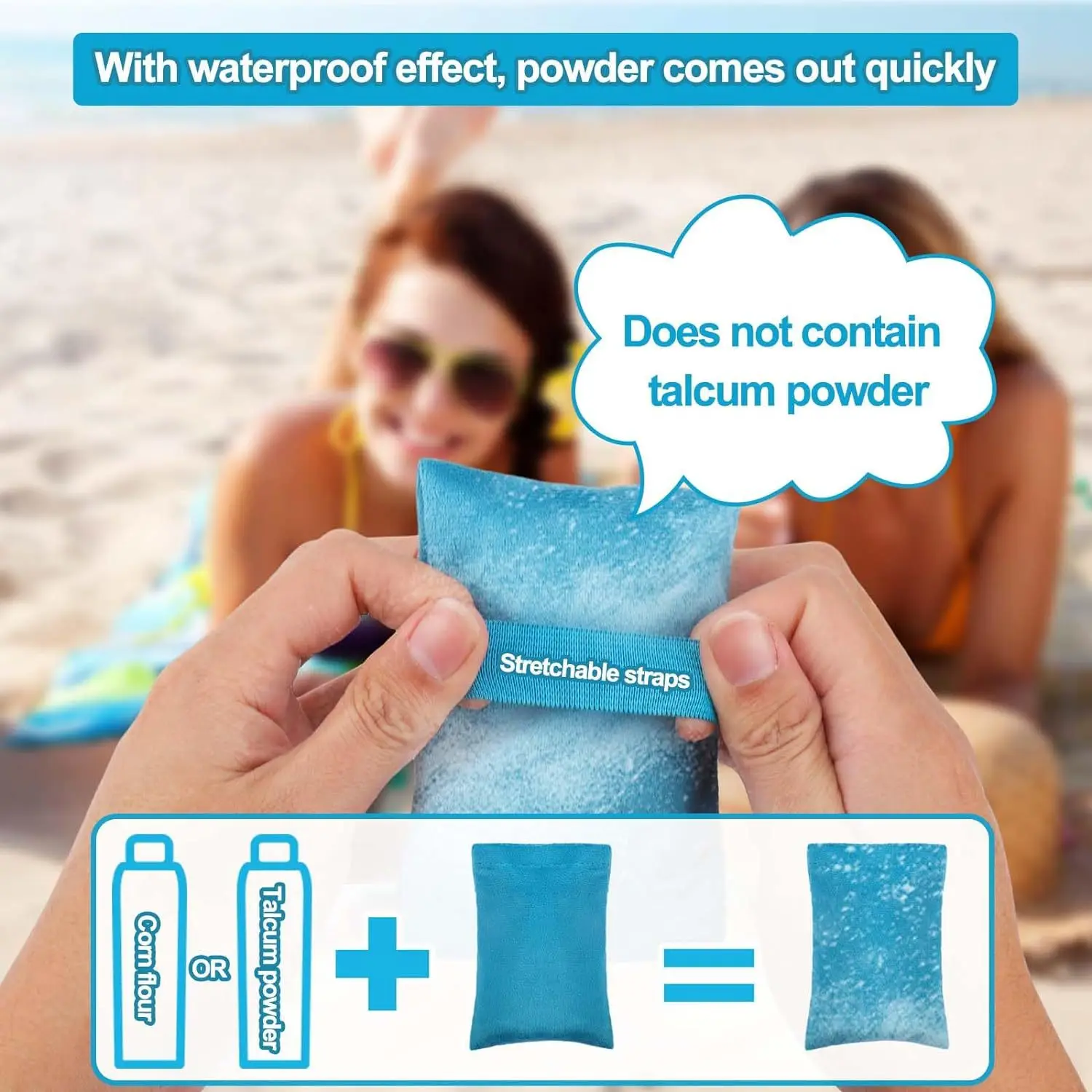 4Pcs New Sand Remover Beach Sand Wipe Off Mitts Skin Friendly Sand Removal Powder Bag Sand Removal Brushes Beach Essentials 4