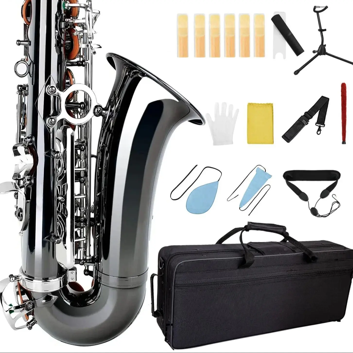 Saxofone Alto JK SX90R em Black Nickel e Silver Alloy