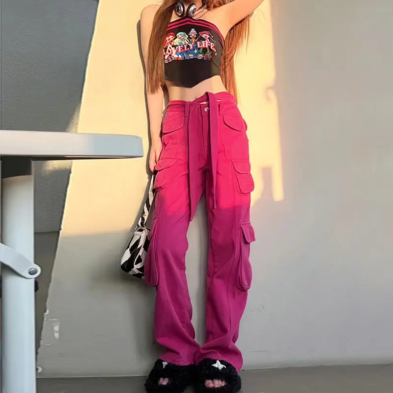 Mm Spring and Autumn High Street Y2k Pants  Joggers Women Multiple Pockets Loose Straight Casual Tooling  Cargo Pants Jeans