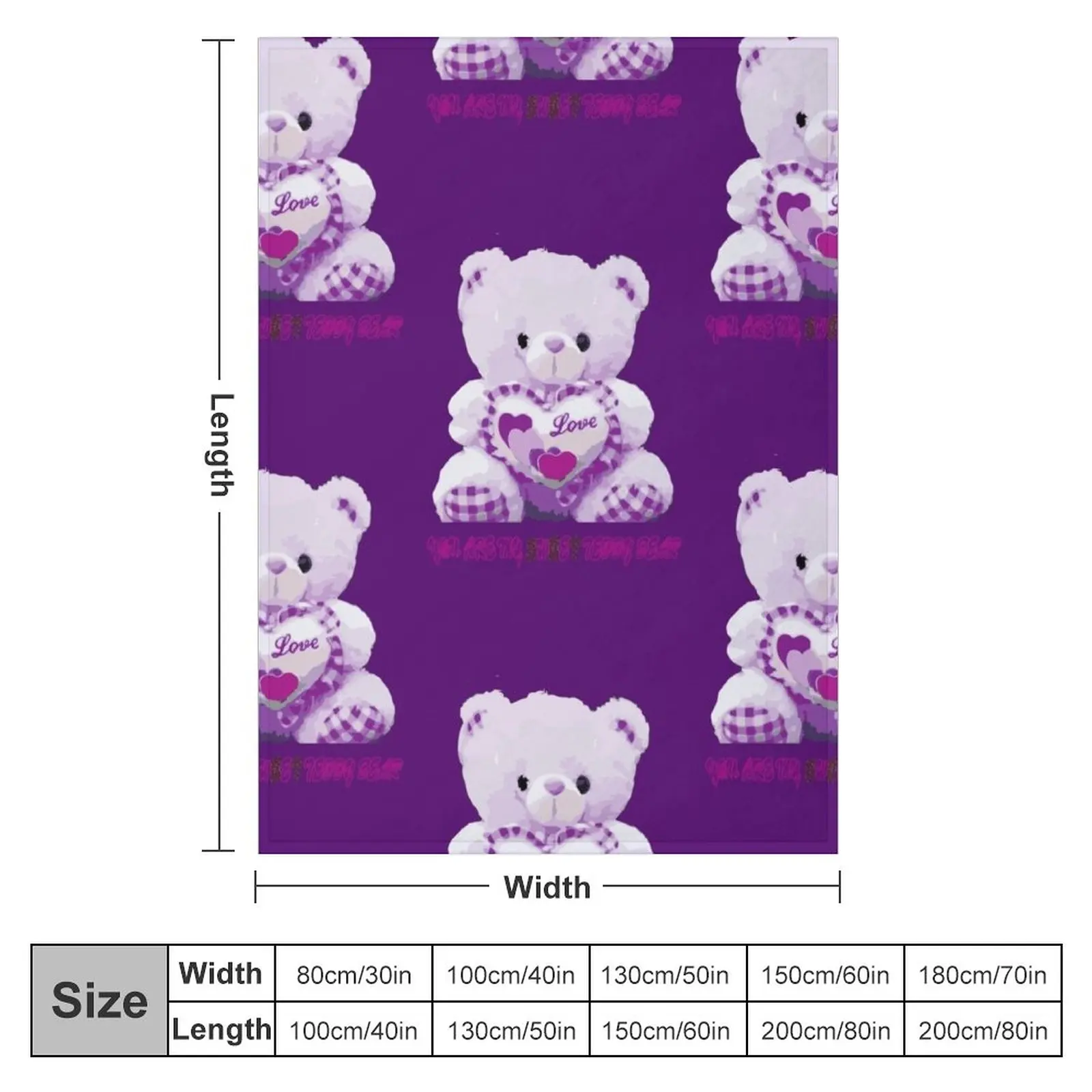 PURPLE TEDDY BEAR Throw Blanket Dorm Room Essentials Fluffy