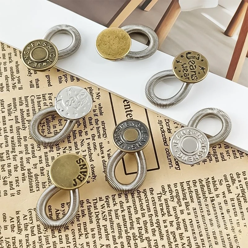 2개 금속 재질 무봉제 청바지 버튼 연장기, 바지용 조절 가능 허리 확장기, 못 없이 허리 확장 버클