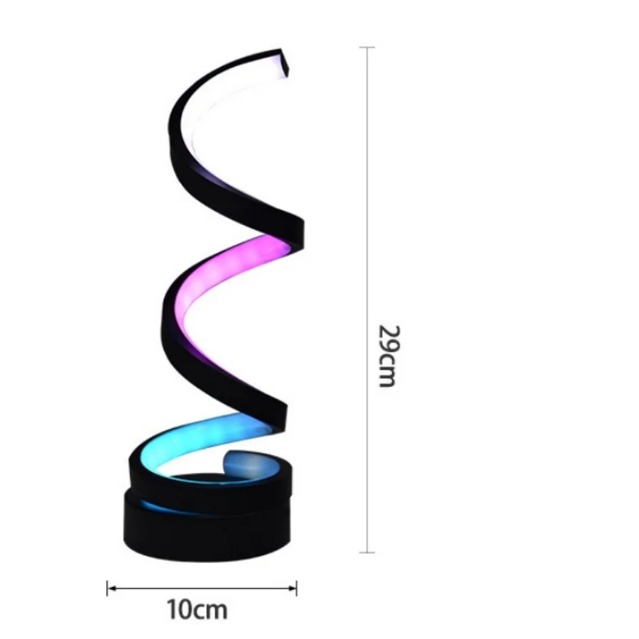 1PC RGB 나선형 LED 테이블 램프, 침실, 게임룸 및 파티 장 현대적인 색상 변경 야간 조명
