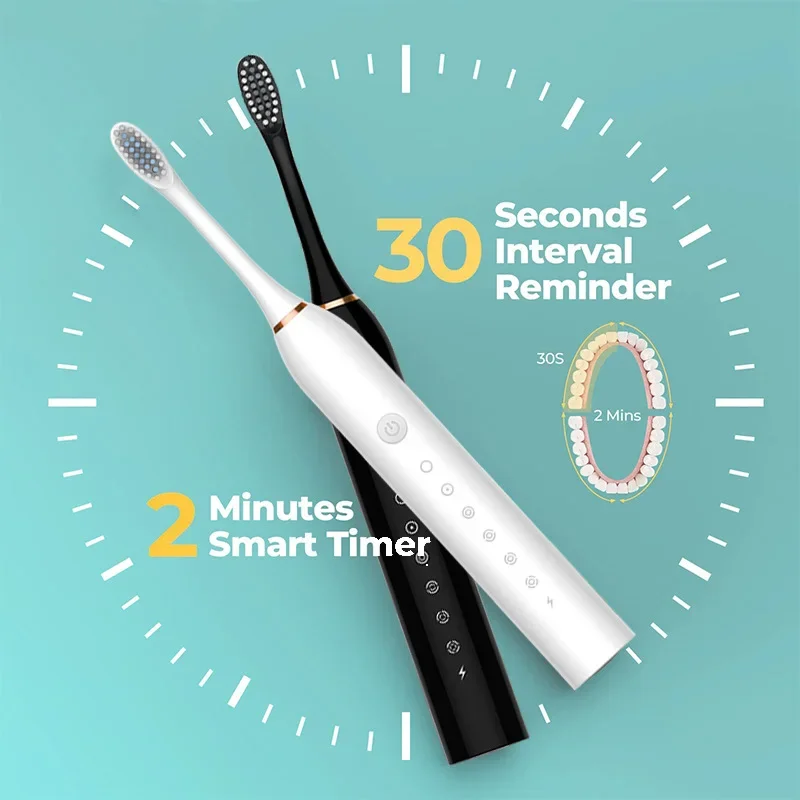 Xiaomi 6 Gear Powerful Sonic Electric Toothbrush USB Waterproof Smart Rechargeable Toothbrush Washable 8 brush heads Whitening 5