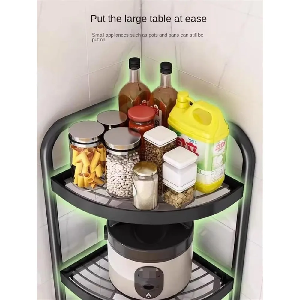Corner Rack Foldable Corner Shelf Fan-Shaped Corner Storage Rack Steel Shelves 3