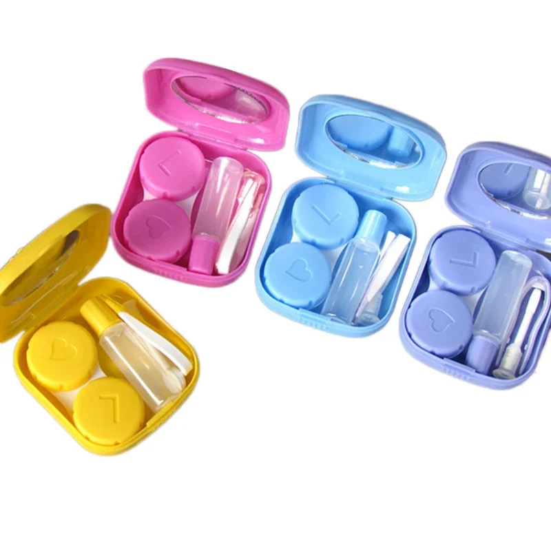 

Contact Lens Cases with Mirror Lens Tweezers Cute Girl Fruit Women Mini Colour Eyes Contact Lenses Case Container Box Travel Kit