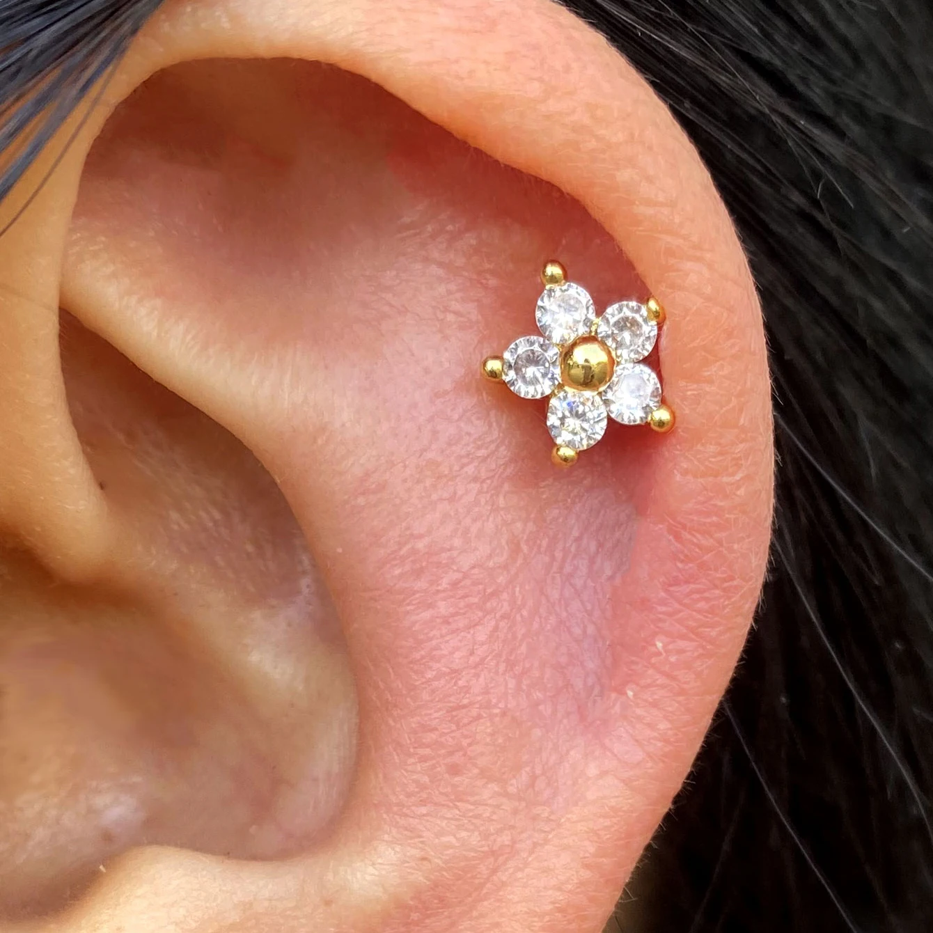 1PC Stainless Steel Fashion Small Flower Stud Earrings Minimalist