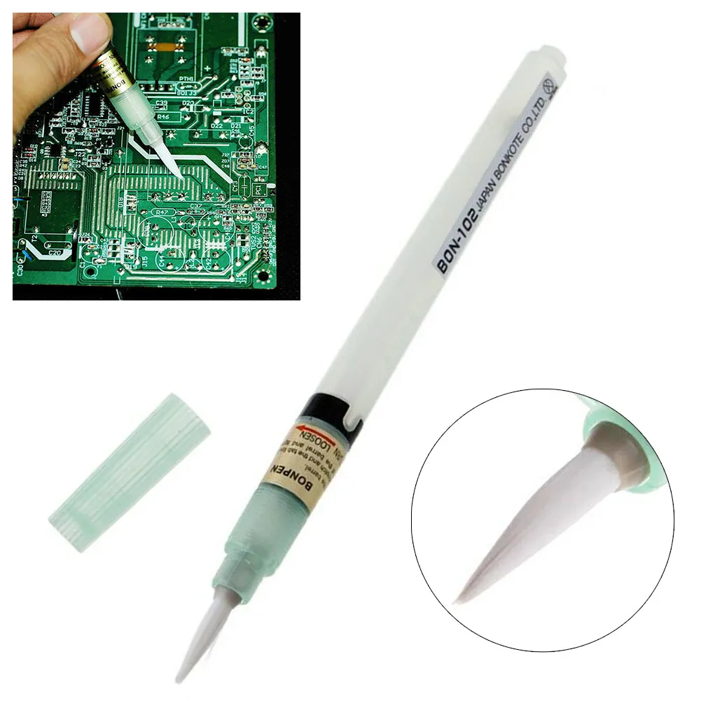 BON102 Flux Paste Pen PCB Soldering Tool Applicator Brush Head No Clean Solder Welding Pen Can Be Filled With Flux/ Pine Perfume