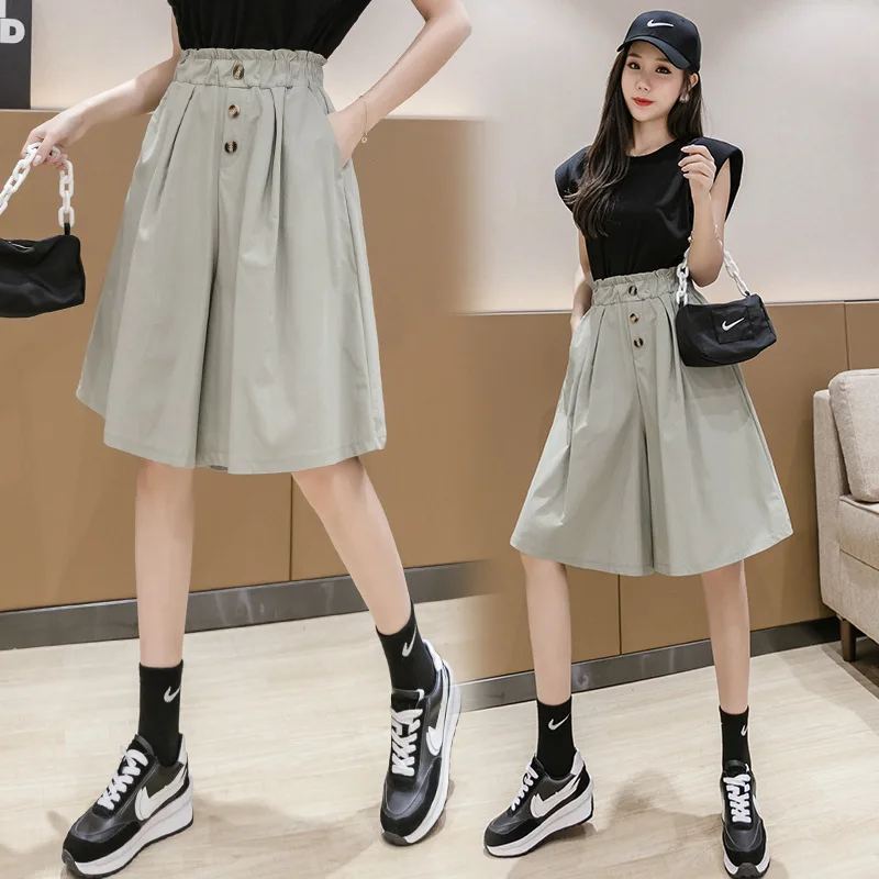 

Korean-Style High Waist Slim Fashionable Middle Pants Cropped Pants Women 2023 Summer New Wide-Leg Pants Casual Pants Women