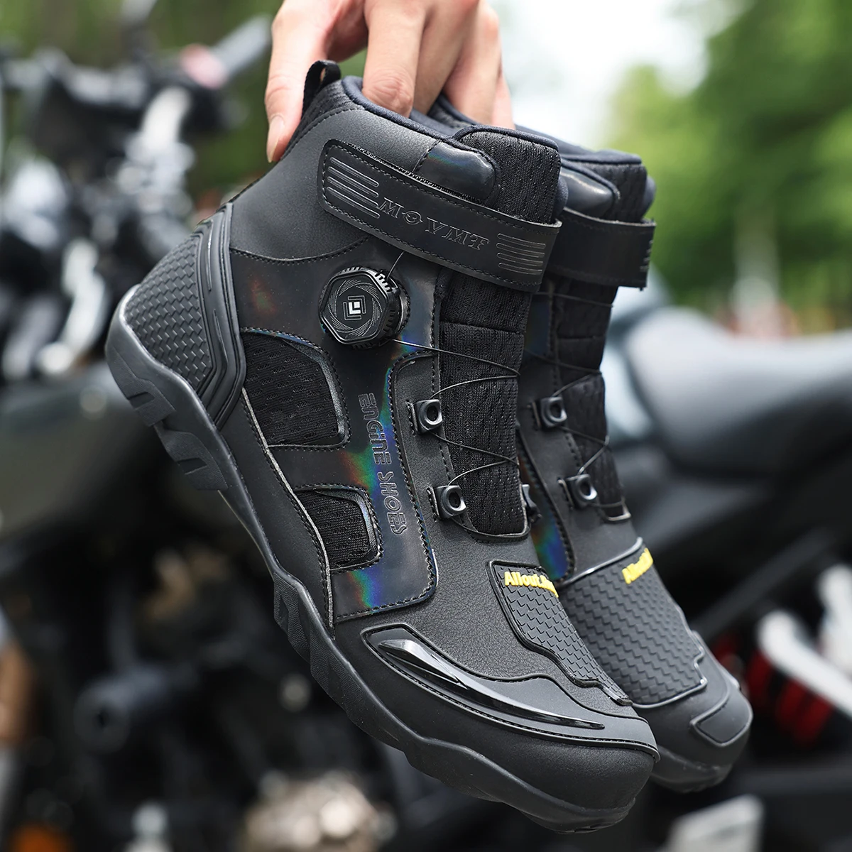 Men Motorcycle Boots Leather Motos Breathable Anti Slip Wear-resistant Riders Boots Motorbike Racing Ankle Length Shoes