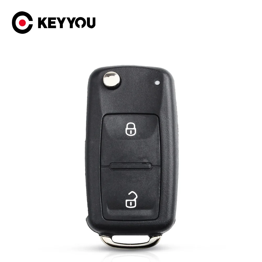 KEYYOU 10X NEW 2 Button Uncut Folding Flip Remote Key Replacement Case FOB Shell For Vw For VOLKSWAGEN Transporter T5 Polo G