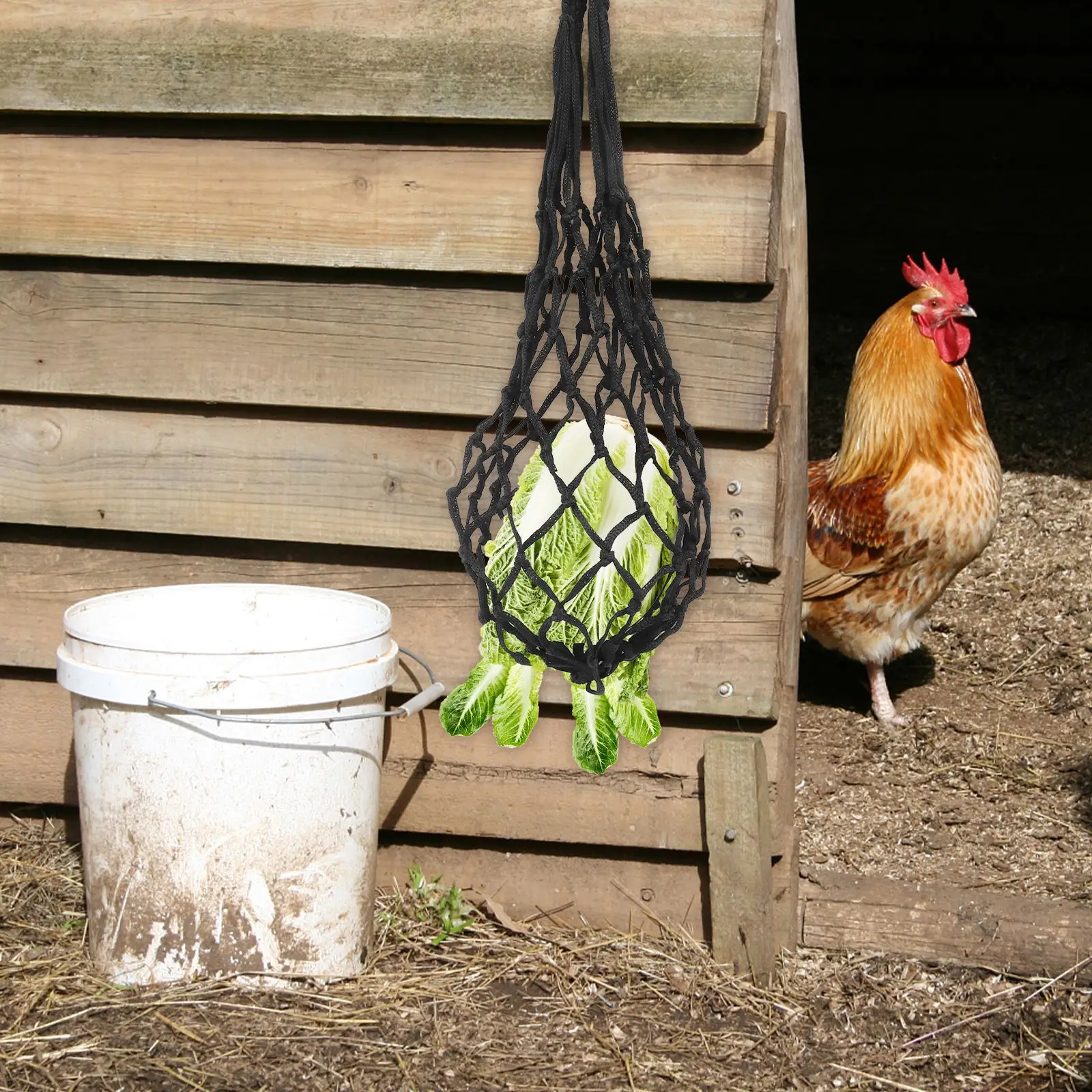 

Livestock Feeding Mesh Bag Poultry Food Feeding Mesh Bag Nylon Vegetable Hanging Feeding Bag Portable Poultry Feeding Supply