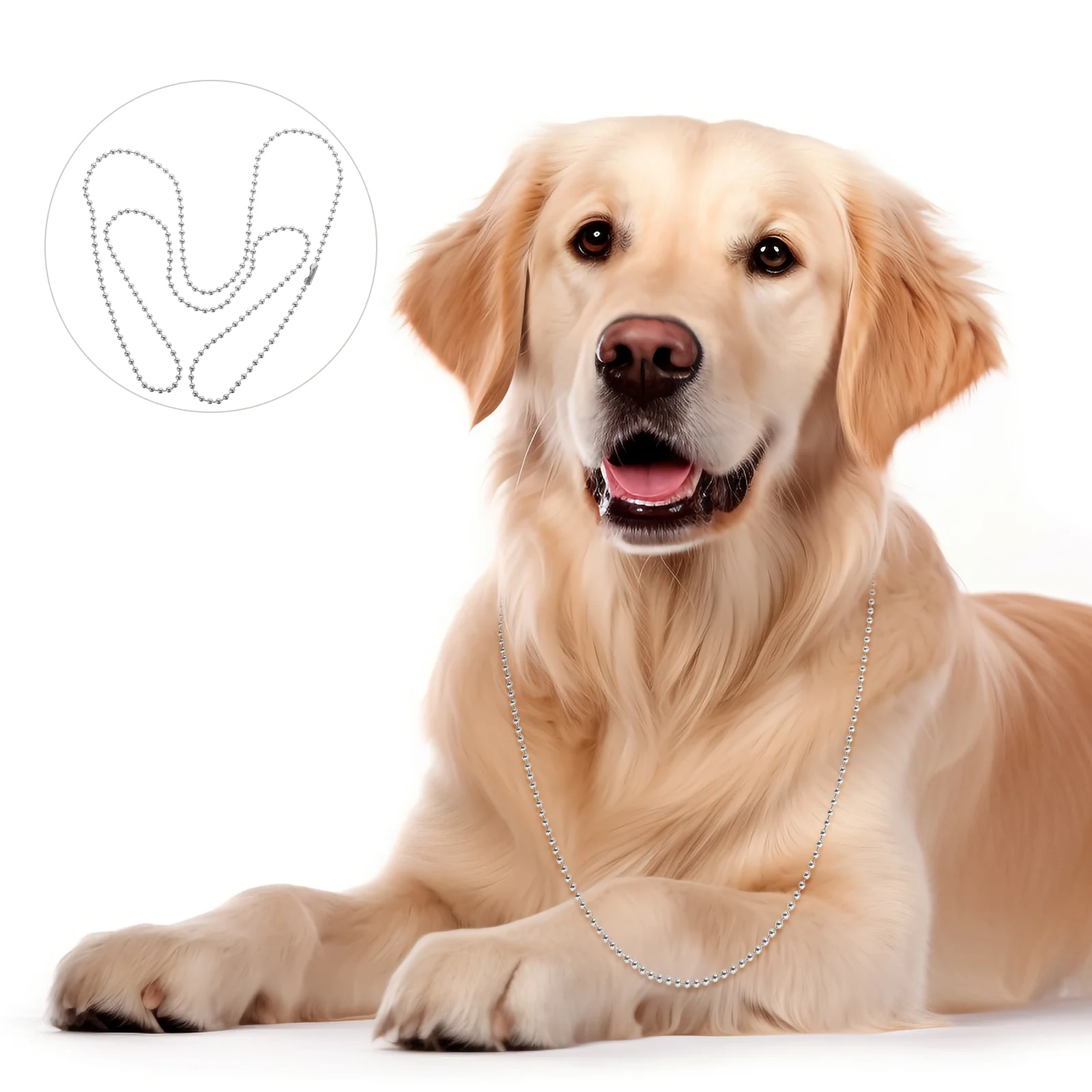 

Dog Tag Necklace Chain Stainless Steel Beads Chain Metal Dog Tag Chain for DIY Crafting