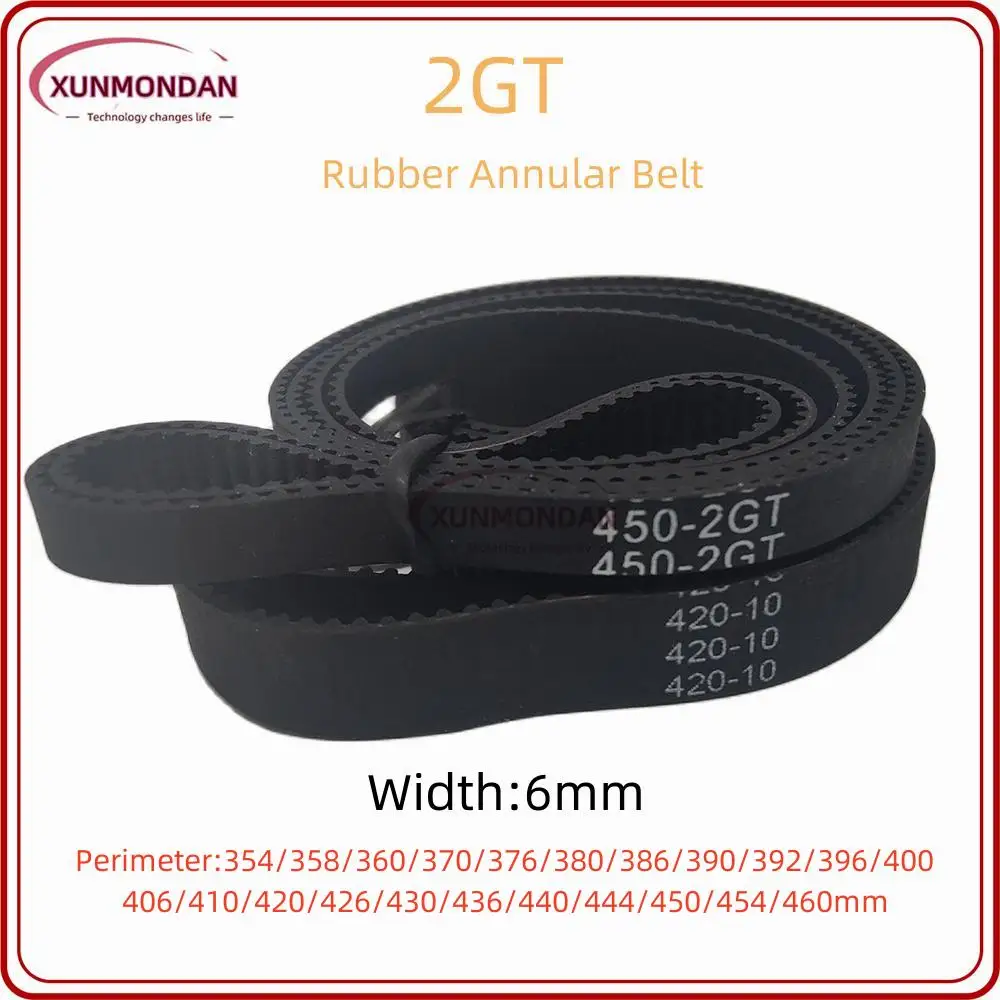 Xunmondan 2GT/GT2 Timing Belt  354/358/360/370/376/380/386/390/396/400/406/410/420/426/430/436/440/450/454/460mm Belt Width 6mm
