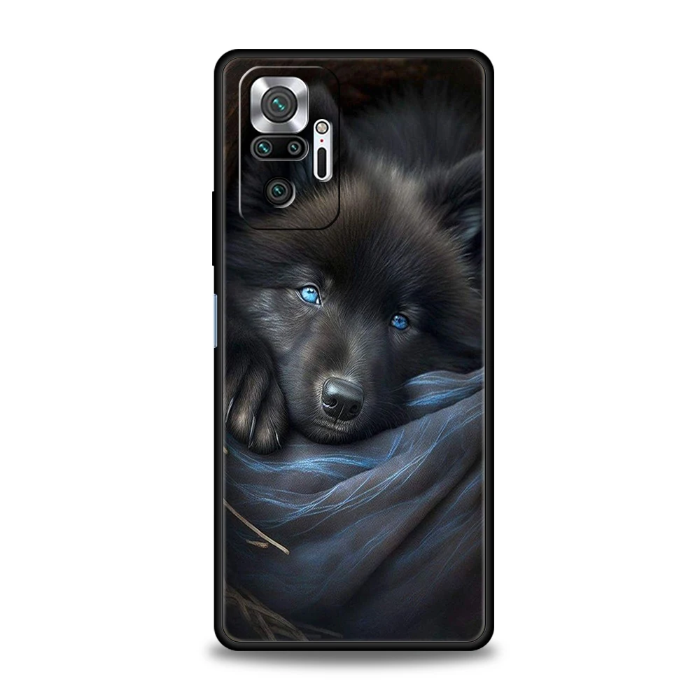 Moon Roaring Wolf Handy hülle Abdeckung für Redmi Note 12 11 10 Pro Plus 8 8t 9 k50 k40 Gaming 9a 9c 9t Pro plus Soft shell Bag Capas – Detail 1