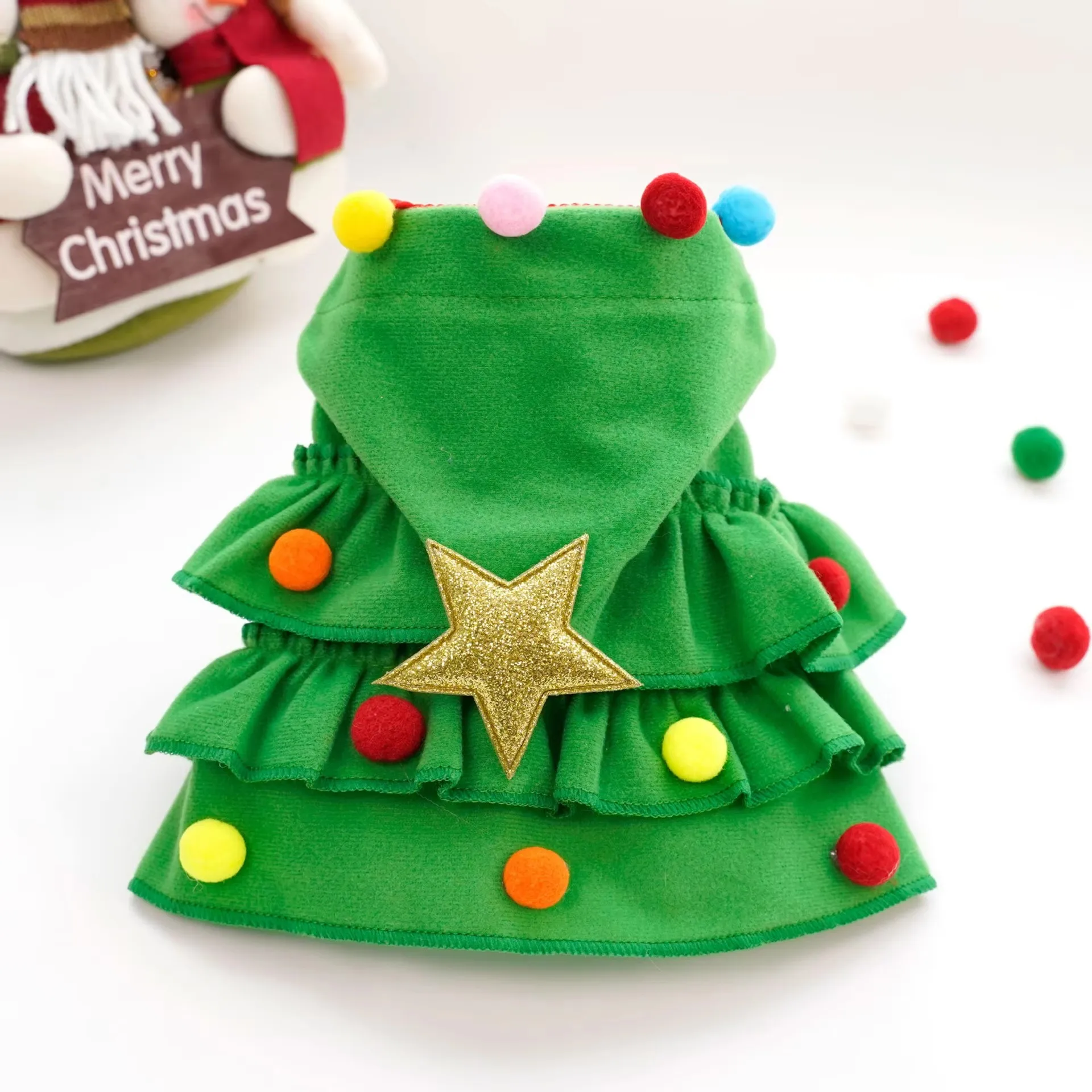 Christmas Pet Ruffles Clothes Dog Cloak Pets Cape Shawl Puppy Cosplay Santa Tree Costume Happy Festival Coat Supplies