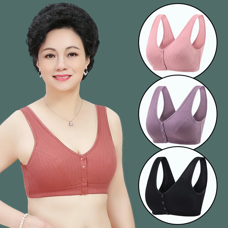 

New 36-48 B/C/D Cotton Bralette for Women Bra Comfortable Mom Middle-aged Bralette Tops Leisure Underwear Push Up Brassiere