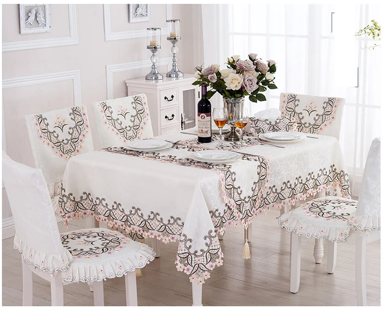European style polyester coffee table tablecloth, dining table cloth, chair cushion, chair cover, table cloth, dustproof_voghion.com