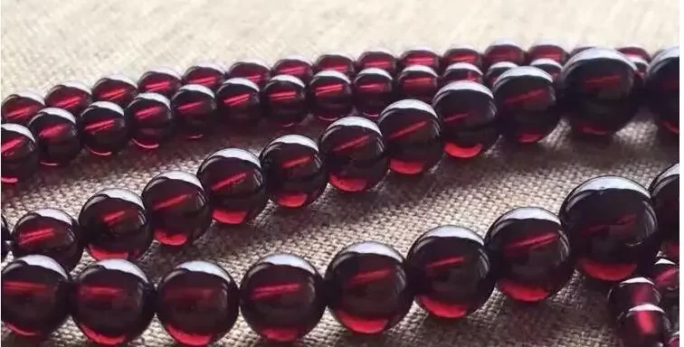 Free shipping 4-9mm Natural WineRed Garnet Necklace Crystal Round Clear Beads 47cm AAAAA