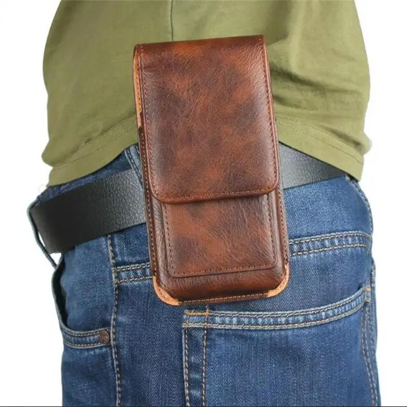 Universal Leather Phone Pouch with Belt Clip and Card Holder