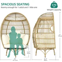 360°Swivel Egg Chair Outdoor,370lbs Capacity Wicker Patio Rotating Basket Chair,All-Weather OversizedEgg LoungerChair for Indoor 2