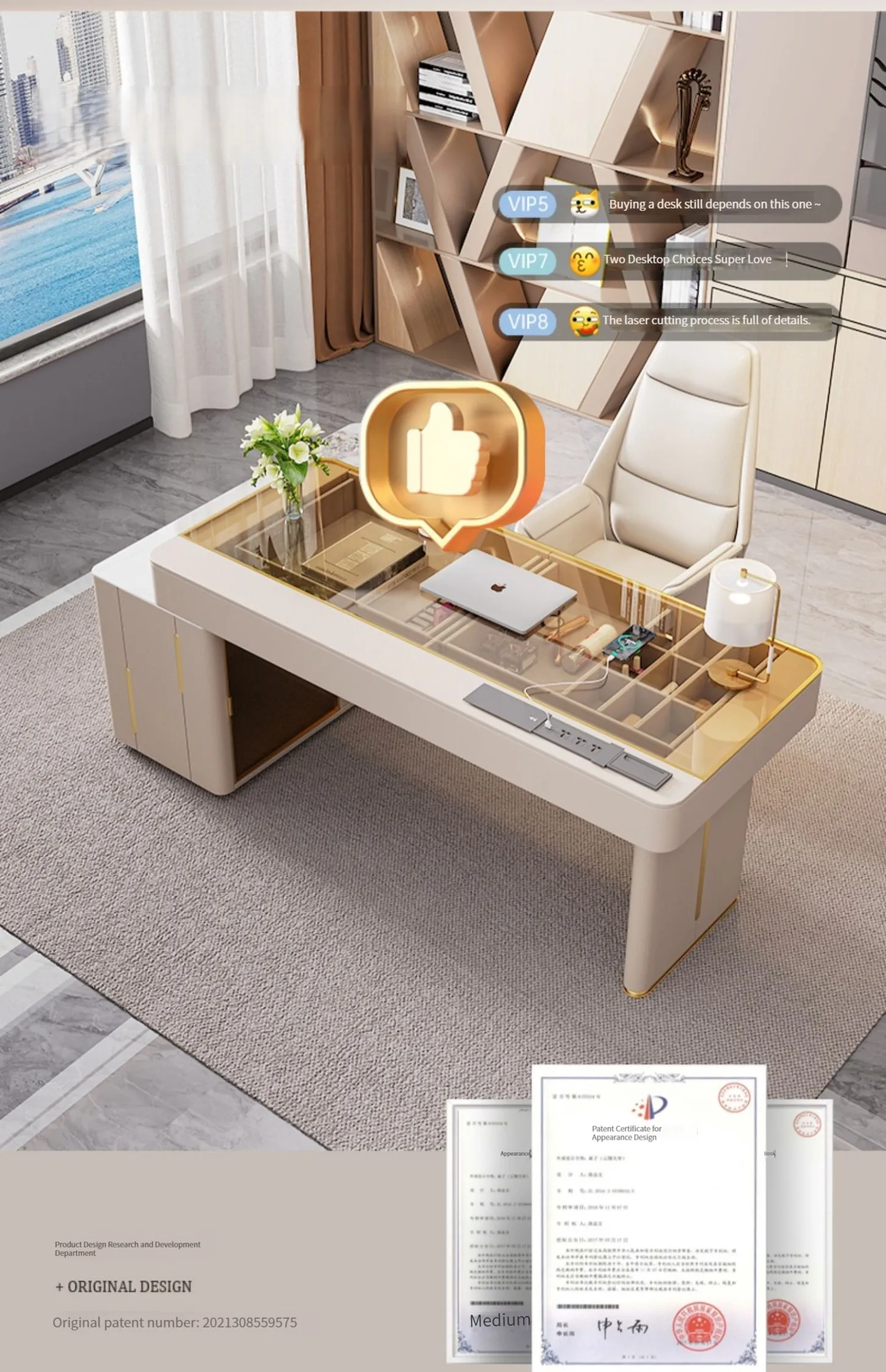 Description Picture 4 of itemModern Glass Bedroom Dresser Study Desk With Chair Home Furniture With Storage Function Sideboard Minimalist Furniture